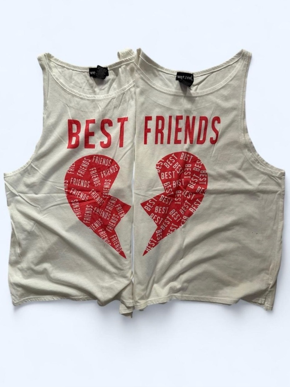 Wet Seal Best Friends Shirts Size Large Half Heart Matching Tank Top